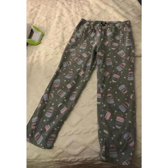 XOXO hot beverage pink, blue, grey and white fleece pajama pants​ - Picture 3 of 5